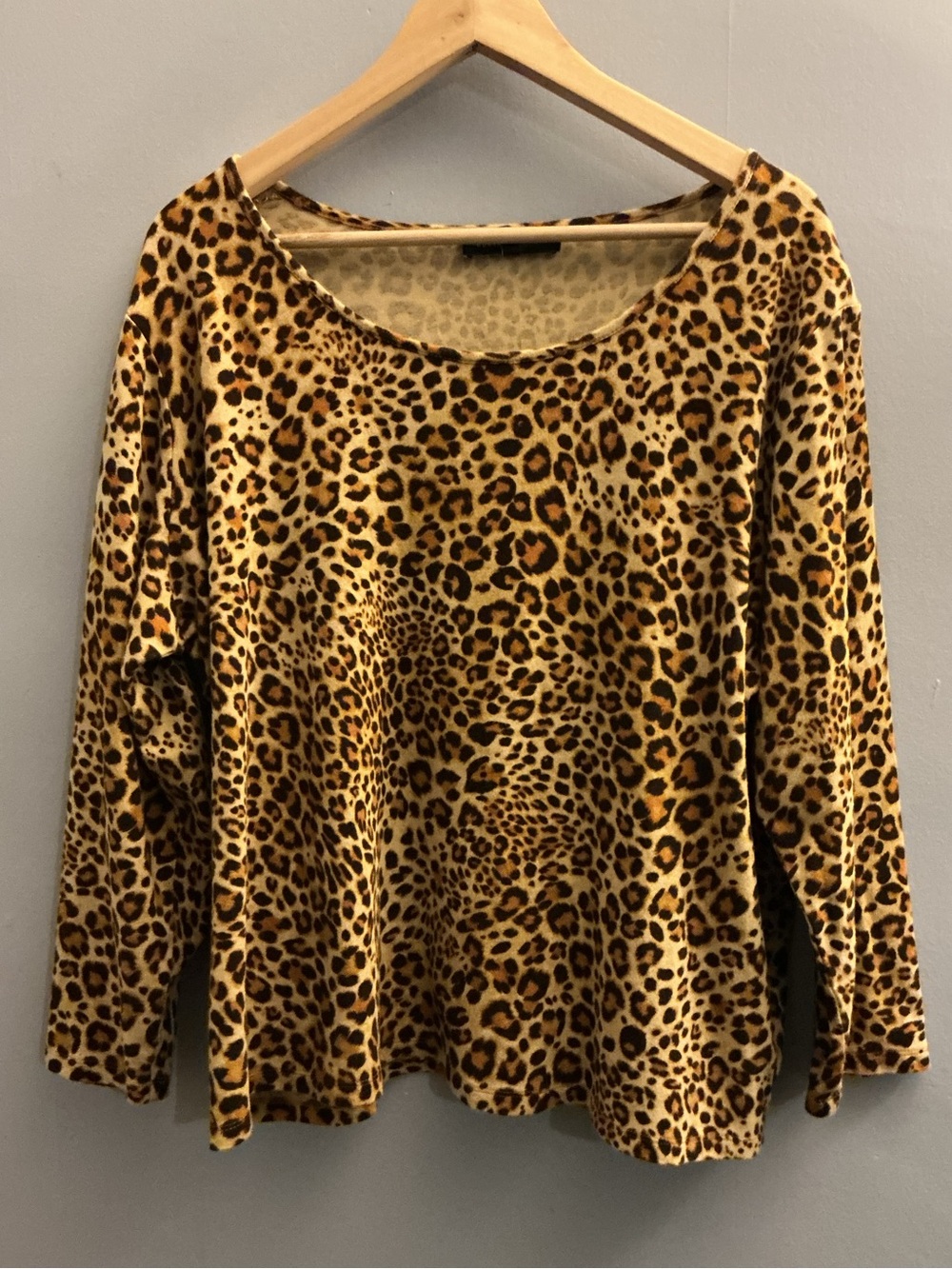 Jones New York Woman 3X Leopard Print Cotton Long Sleeve Top
